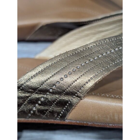 OluKai Women’s Leather Flip Flops/Sandals/Thongs Gold Straps Size 9 - Picture 12 of 16